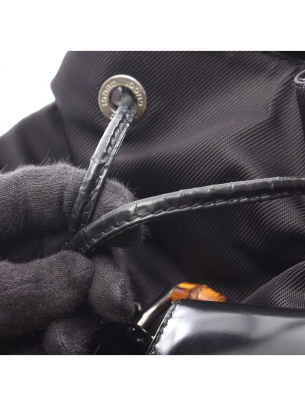Gucci Backpack Bamboo 003 5 Black Nylon Enamel - Picture 6 of 15
